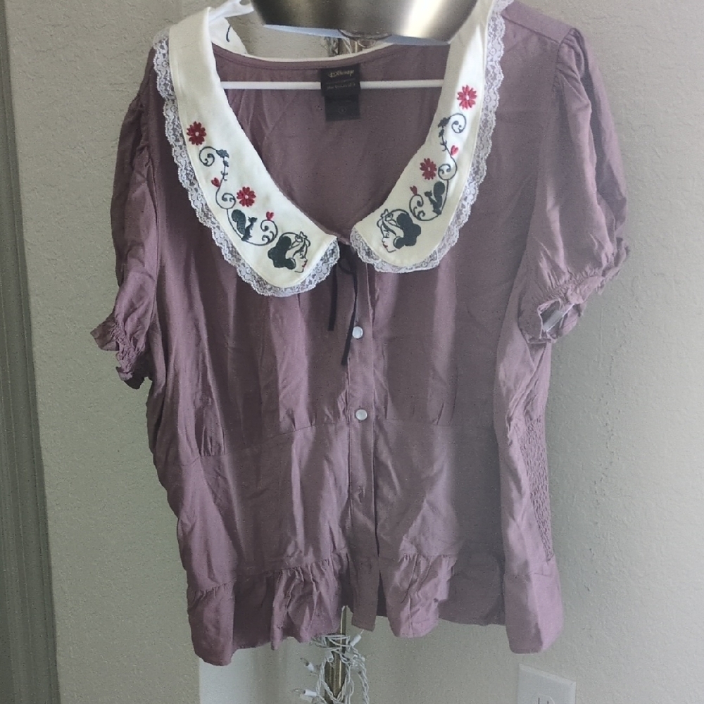 Her Universe Purple Ruffled Blouse With Peter Pan Collar